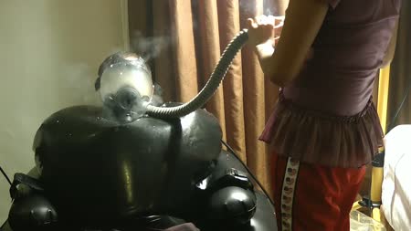 Breathe This  Videos - Gas Mask Smoking On The Inflatable Chair