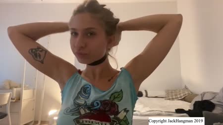 Ukrainian Self Strangle 2 - Lovely young Ukrainian lady made this clip especially for us.
She strangles herself mercilessly with a belt, crosses her eyes, sticks her tongue out and makes gorgeous choking sounds...