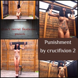 Punishment by crucifixion 2 FHD - The brunette was tied to the cross by her arms and legs. Crucifixion is one of the most cruel punishments.